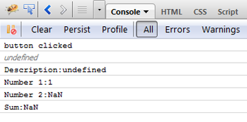 Screenshot of Firebug console