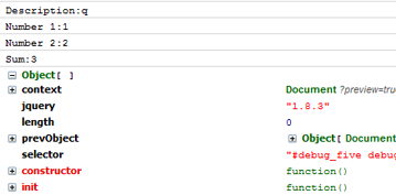 Screenshot of Firebug console