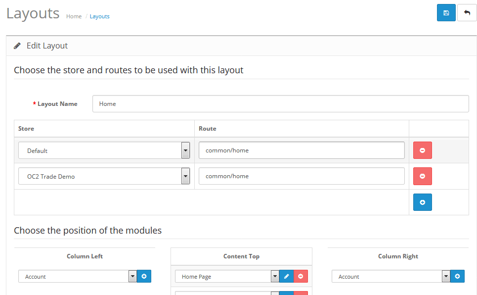 Screenshot of Opencart store configuration screen