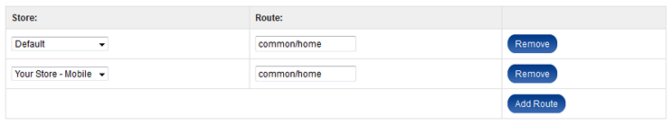 Screenshot of Opencart store configuration screen